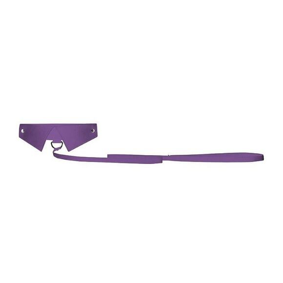 🦋B2G1🦋OUCH! SHOTS AMERICA Classic Leather Collar With Leash-Purple | ONE SIZE | - Picture 3 of 5
